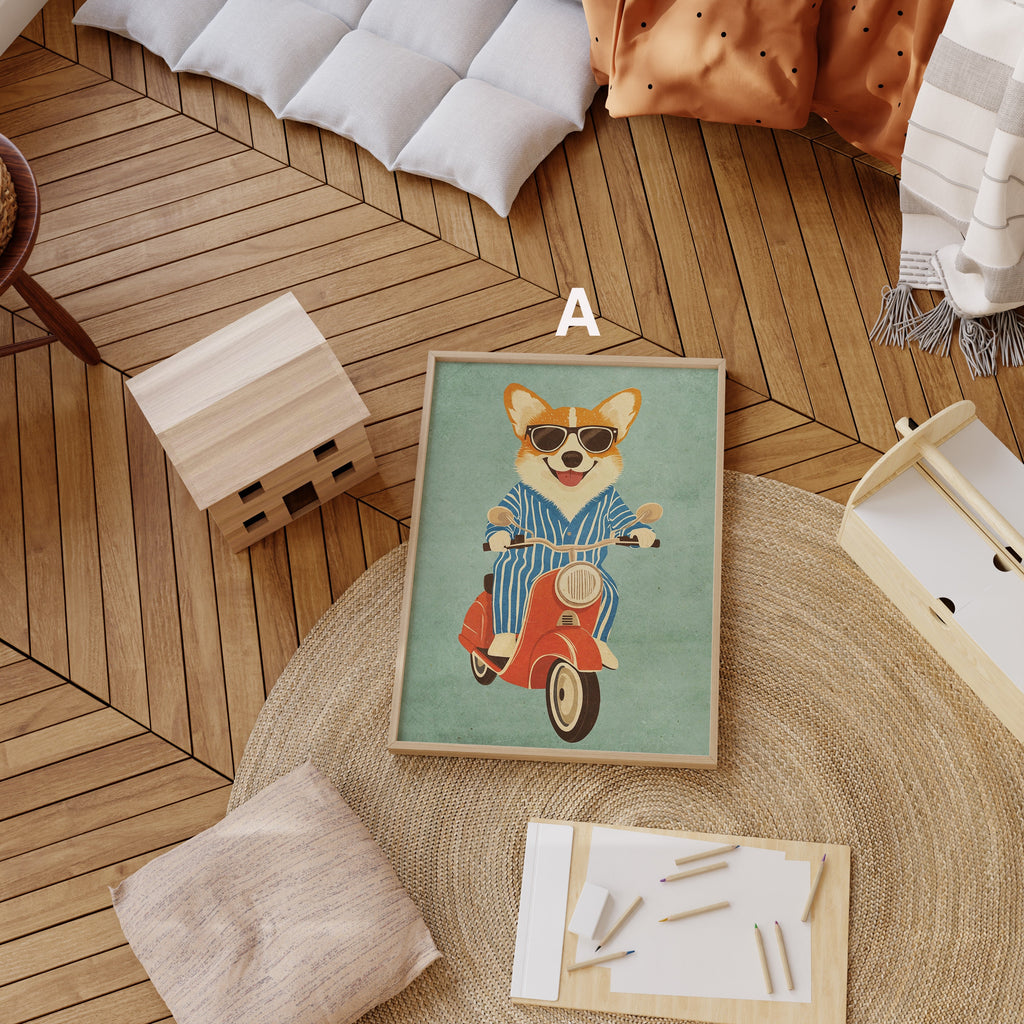 Skateboard Waldtiere Poster Kinderzimmer · Geschenkidee für Kinder · Dalmatiner Löwe Fuchs Lama Koala Bär · Deko Print ohne Rahmen-1